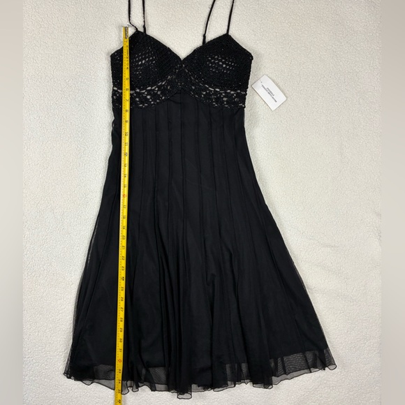 Vintage Y2K Gothic Fairy Dress Size 2 Crochet Empire Waist Beaded Fit Flare Mesh - Picture 5 of 11